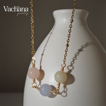 Natural Round Pastel Morganite Gems Pendant Necklace, 3 of 6
