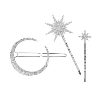 Crystal Star And Moon Hair Clip Set, 4 of 4