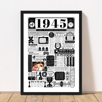 1945 Personalised 80th Birthday Photo Print, 3 of 6