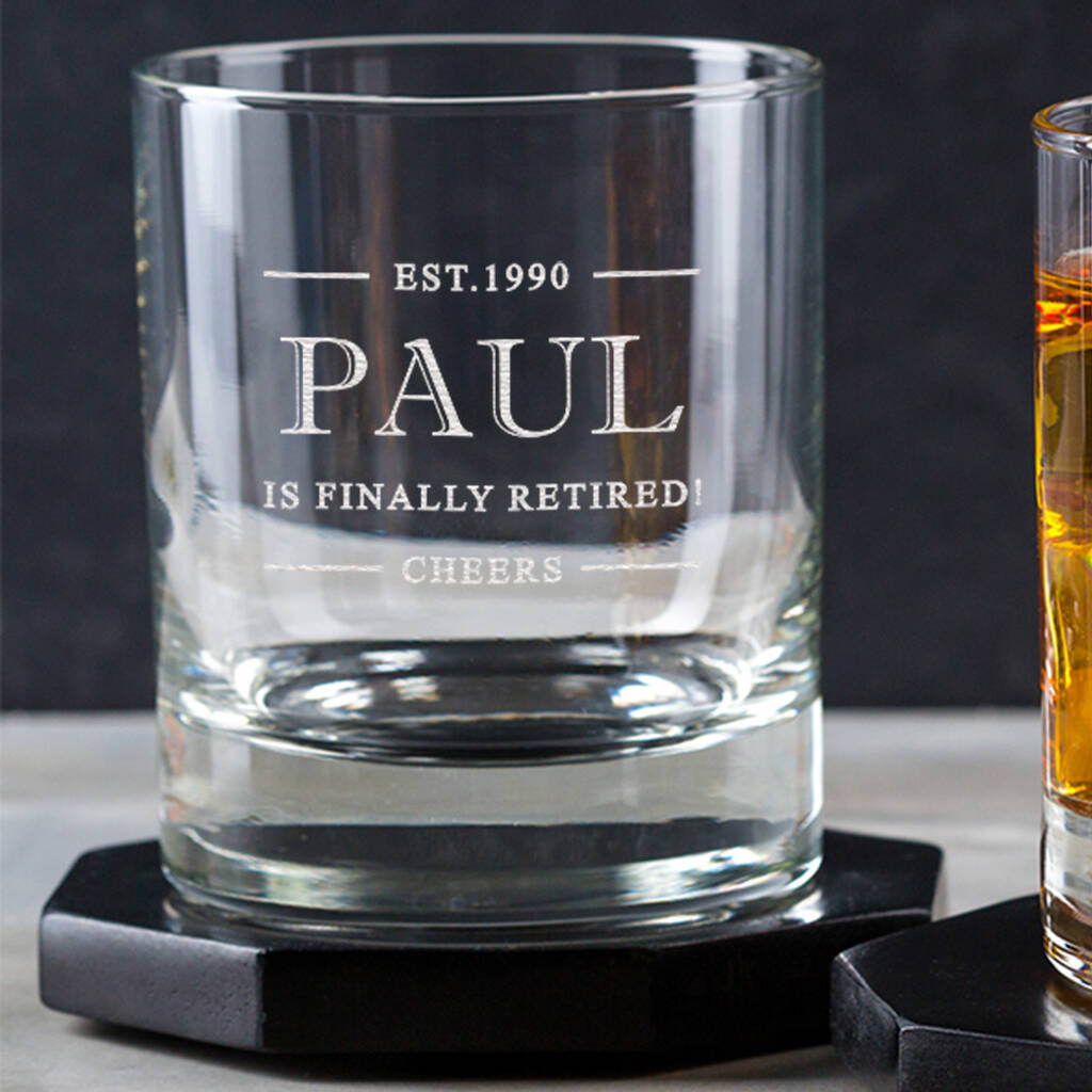 Personalised Engraved Whiskey Glass Coworker Retirement Gift, 1 of 5