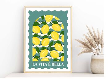La Vita E Bella Travel Inspired Lemons Poster, 2 of 4