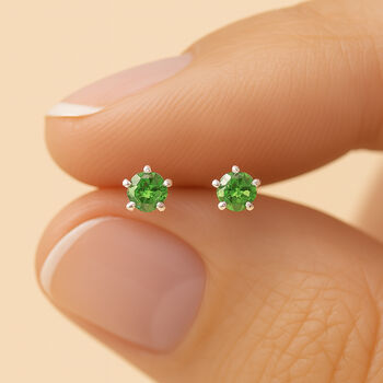 Sterling Silver Peridot Micro Stud Earrings, 2 of 4