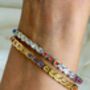 Bezel Set Coloured Gemstone Hinged Bangle In 18k Gold On Stainless Steel, Waterproof Jewellery, thumbnail 2 of 11