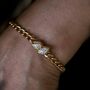 Waterproof Gold Charm Bezel Cz Charm Bracelet, Adjustable Everyday 18 K Gold Bracelet Gift For Her, thumbnail 9 of 12