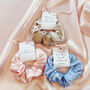 Personalised Tag Bridesmaid Silk Scrunchie, thumbnail 1 of 8
