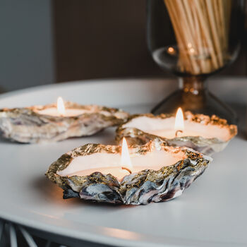 Recycled Oyster Shell And Gold Gift Candle, 4 of 4