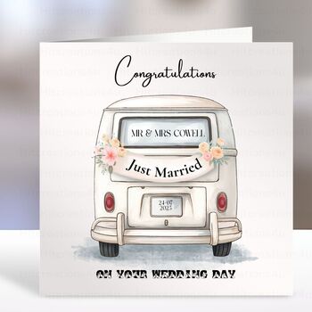 Camper Van Wedding Card Personalised, 6 of 7