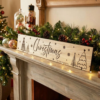 Personalised Oak Christmas Sign Family Keepsake Decor, 2 of 6