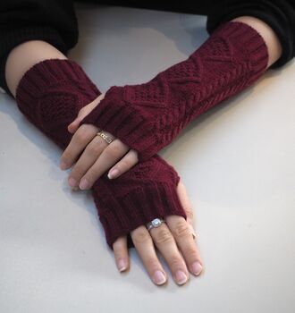 Women's Winter Warm Knit Fingerless Gloves Warmers, 2 of 3