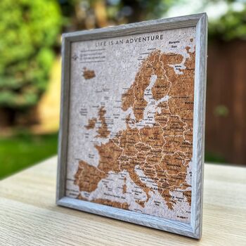Europe Travel Map With Push Pins Cork Board Desk Size, 5 of 6