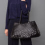 Woven Leather Shoulder Beach Bag, thumbnail 2 of 12
