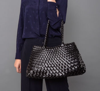 Woven Leather Shoulder Beach Bag, 2 of 12