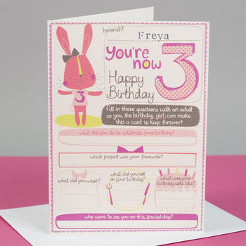3rd Birthday Personalised Card For Girls, 3 of 3