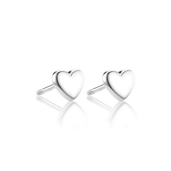 Sterling Silver Heart Stud Earrings, 2 of 4