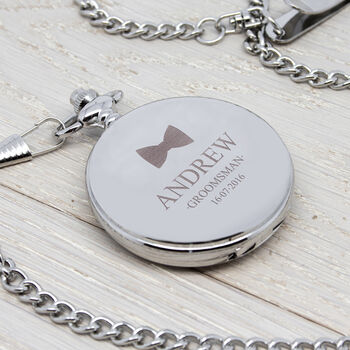 Personalised Silver Plated Groomsmen Icon Pocket Watch, 4 of 7
