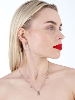 925 Sterling Silver Designer Shard Station Necklace, 7 of 12