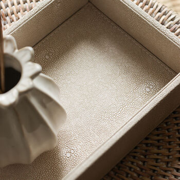 Faux Shagreen Ivory Rectangle Tray, 4 of 4