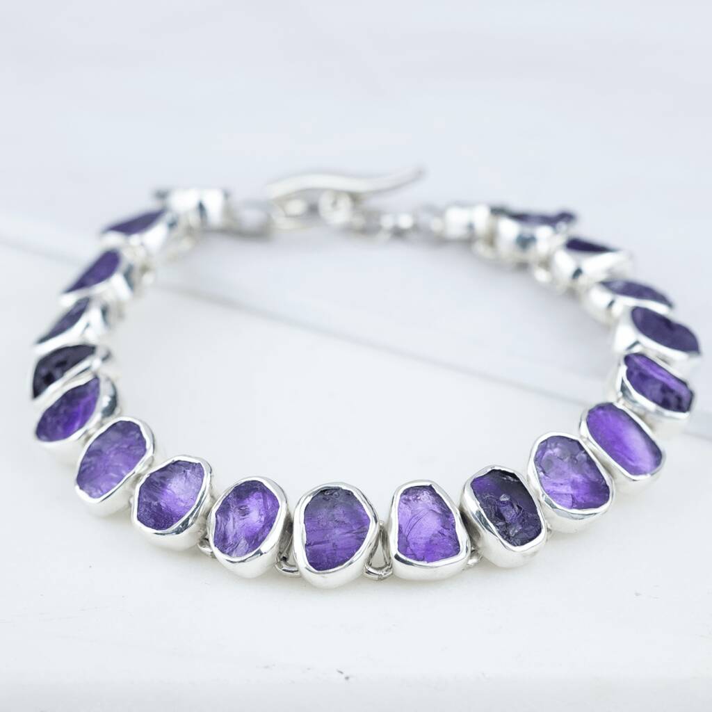 high quality amethyst raw stone bracelet by sugar mango