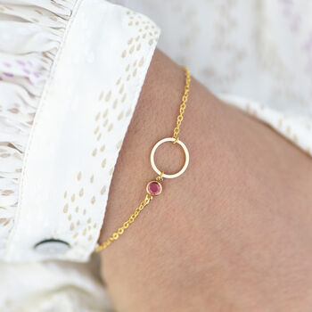 Minimalist Gold Plated Circle Birthstone Bracelet, 2 of 12