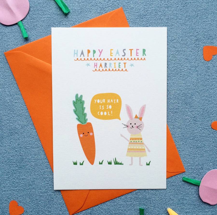 Personalised Cute Bunny And Carrot Easter Card By Coupole Carnaby