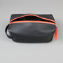 Black Leather Cosmetics Bag With Orange Zip, thumbnail 8 of 8