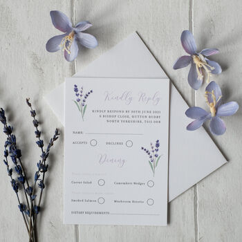 Lilac Wedding Invitation With Lavender Wax Seal, 11 of 11