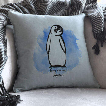 Personalised Curious Penguin Cushion, 3 of 4