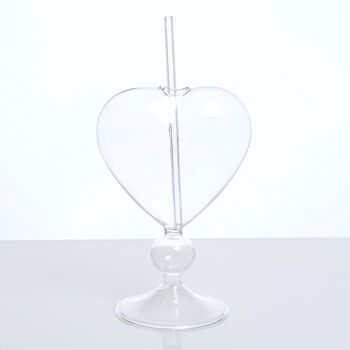 G Decor Cocktail Heart Shaped Glass With Straw, 4 of 5
