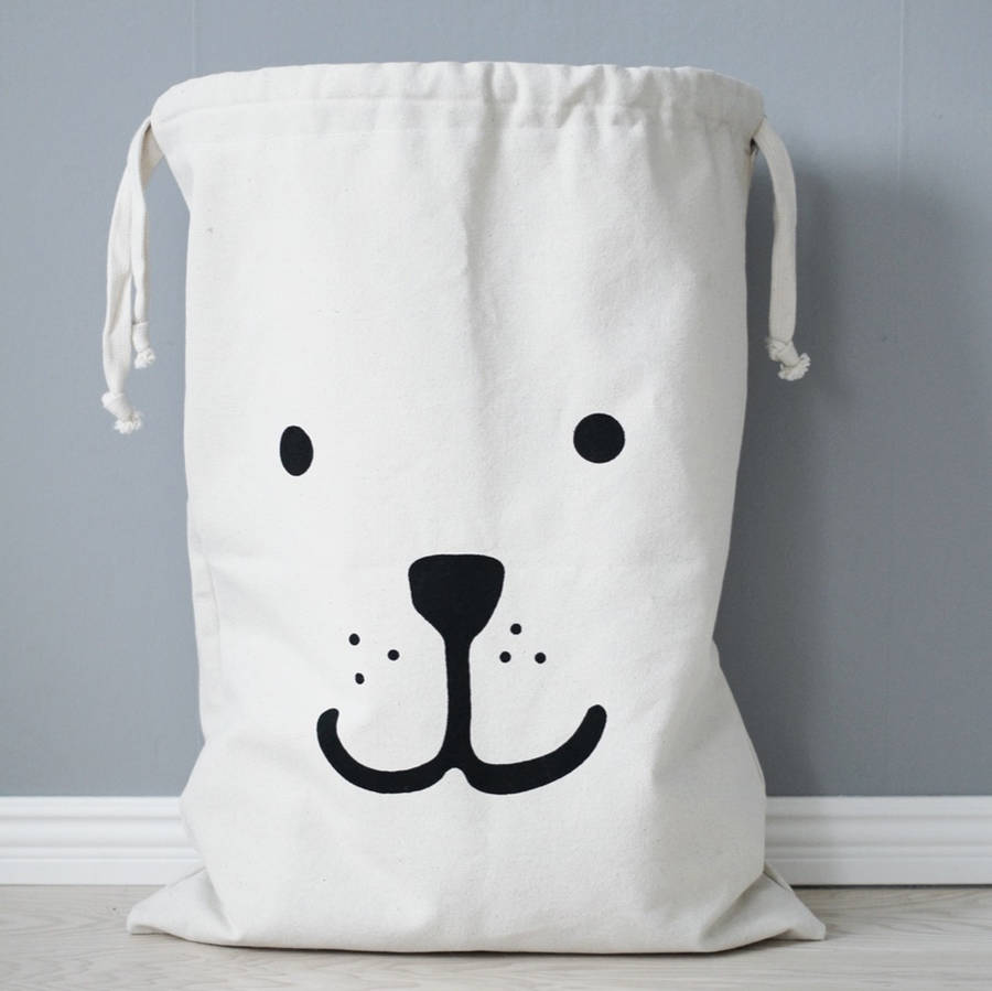 Bear Face Fabric Storage Bag By Hibou Home
