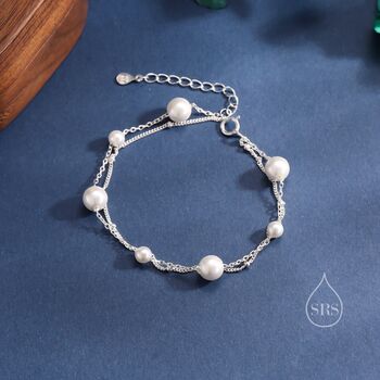 Silver Delicate Mother Of Pearl Beaded Bracelet, 7 of 10