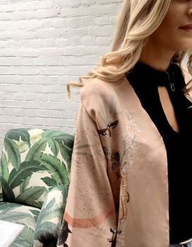 Silk Kimono Jacket 'Mirage' Print In Neutral Tones Size, 2 of 8