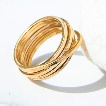 Gold Square Wire Overlapping Ring, 3 of 5