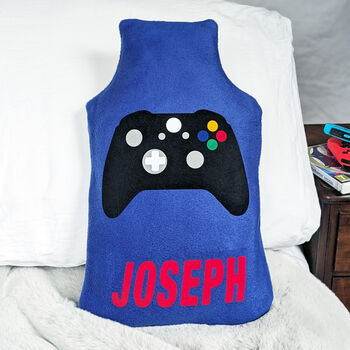 Game Controller Personalised Hot Water Bottle Cover, 2 of 3