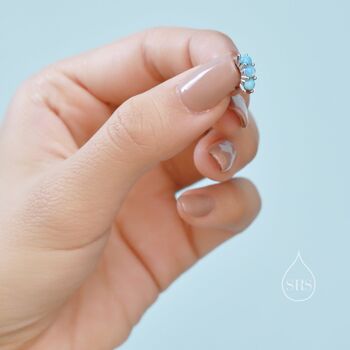 Sterling Silver Extra Small 6mm Opal Huggie Hoops, 7 of 12