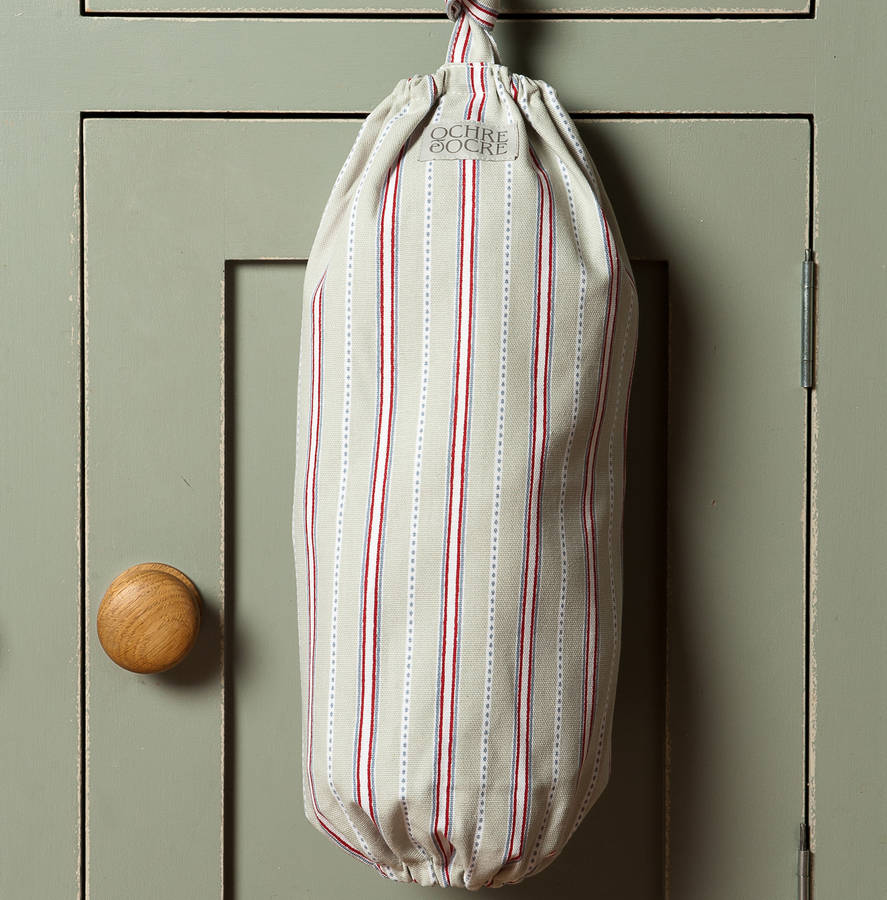 Malvern Grey Red Carrier Bag Holder By Cottage in the Hills