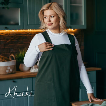 Cotton Crossover Pinafore Apron With Pockets, 2 of 12