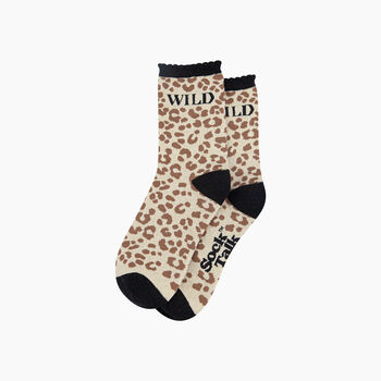 Wild Leopard Combed Cotton Glitter Socks In Cream, 3 of 4