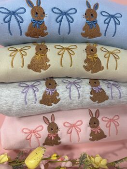 Bunnies And Bows Embroidered Sweatshirt, 3 of 5