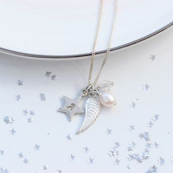 Personalised Angel Wing And Star Charm Necklace, 5 of 12
