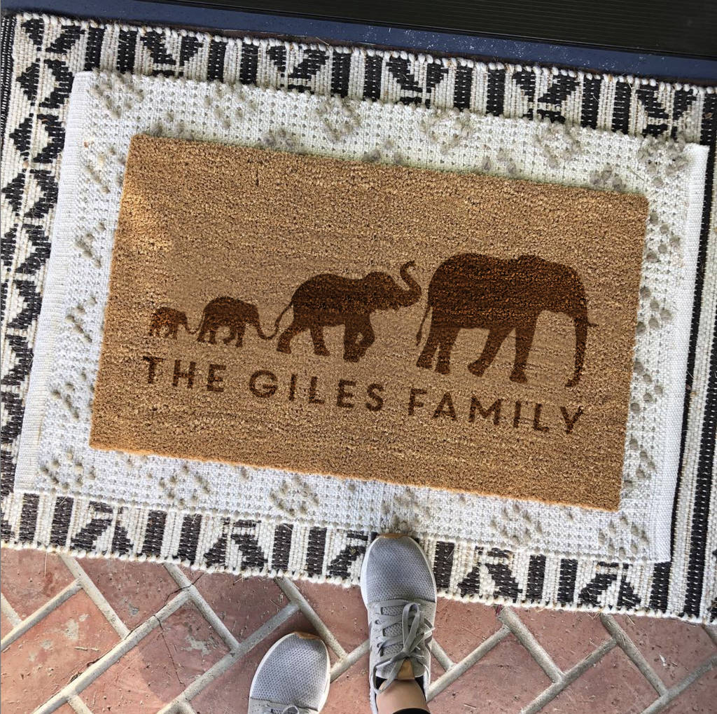 Personalised Elephant Family Door Mat, 1 of 2