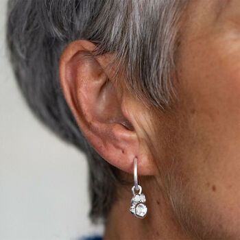 Recycled Silver Birthstone Pendant Hoop Earrings, 6 of 10