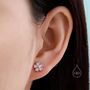 Enamel Cherry Blossom Stud Earrings Sterling Silver, thumbnail 6 of 10