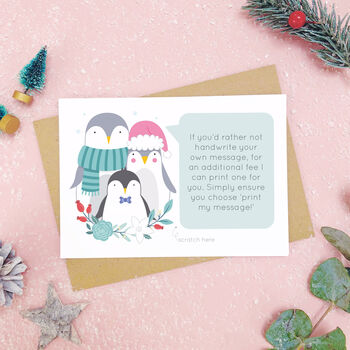 Personalised Penguin Family Christmas Scratch Card, 4 of 11