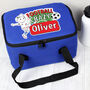 Personalised Football Crazy Blue Lunch Bag, thumbnail 1 of 4