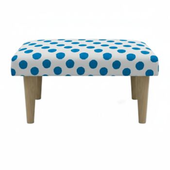 Hand Painted Upholstered Linen Square Footstool Polka Dot, 6 of 12