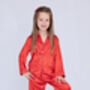 Personalised Girl's Luxury Red Christmas Silky Satin Pyjamas, thumbnail 4 of 12