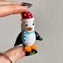 Hand Blown Tiny Glass Penguin With Santa Hat, thumbnail 1 of 6