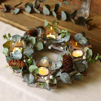 Frosted Eucalyptus Winter Candle Centrepiece, 3 of 3