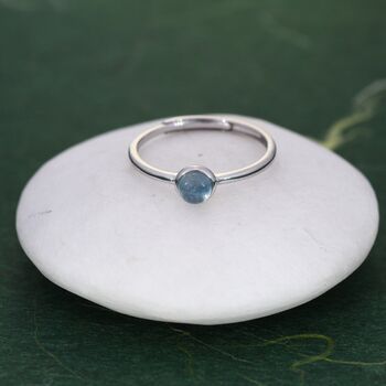 Sterling Silver Minimalist Genuine Aquamarine Ring, 2 of 10