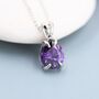 Sterling Silver Amethyst Purple Pear Cut Cz Necklace, thumbnail 5 of 12